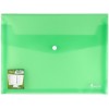 Папка-конверт пластиковая на кнопке Forpus, толщина пластика 0,35 мм, прозрачная зеленая