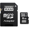 Карта памяти GOODRAM microSDHC Class 4 16GB + адаптер (SDU16GHCAGRR10)